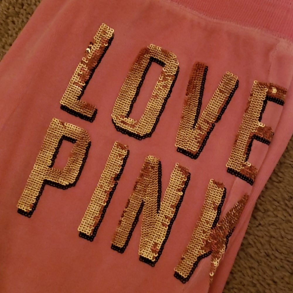 Victoria's Secret PINK velour and sequin sweatpant